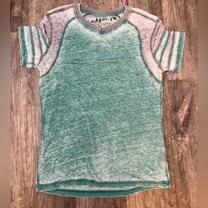 Helix Mens Sz M Burnout Baseball T-shirt Y2K Vibes light green/gray/white EC